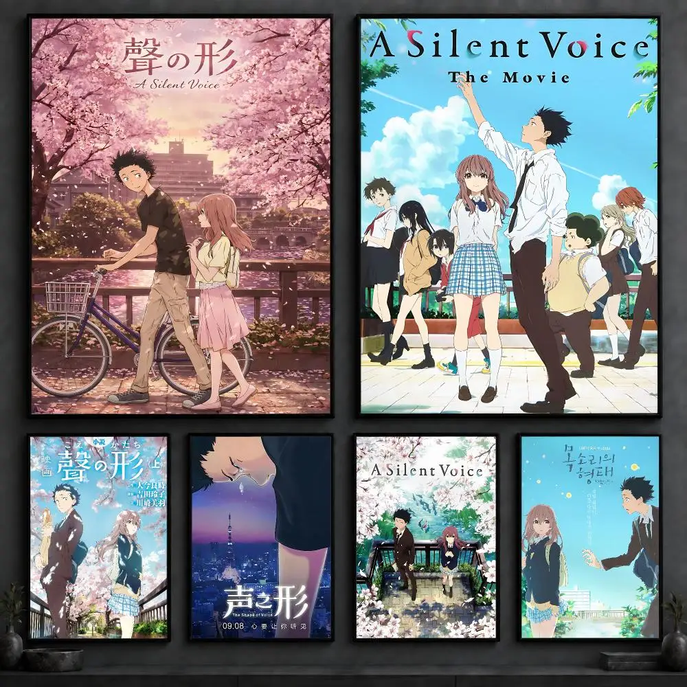 Movie A-A Silent VoiceS Poster Art  Self-Adhesive No Glue Residue Wall Decor for Bedroom Living Room