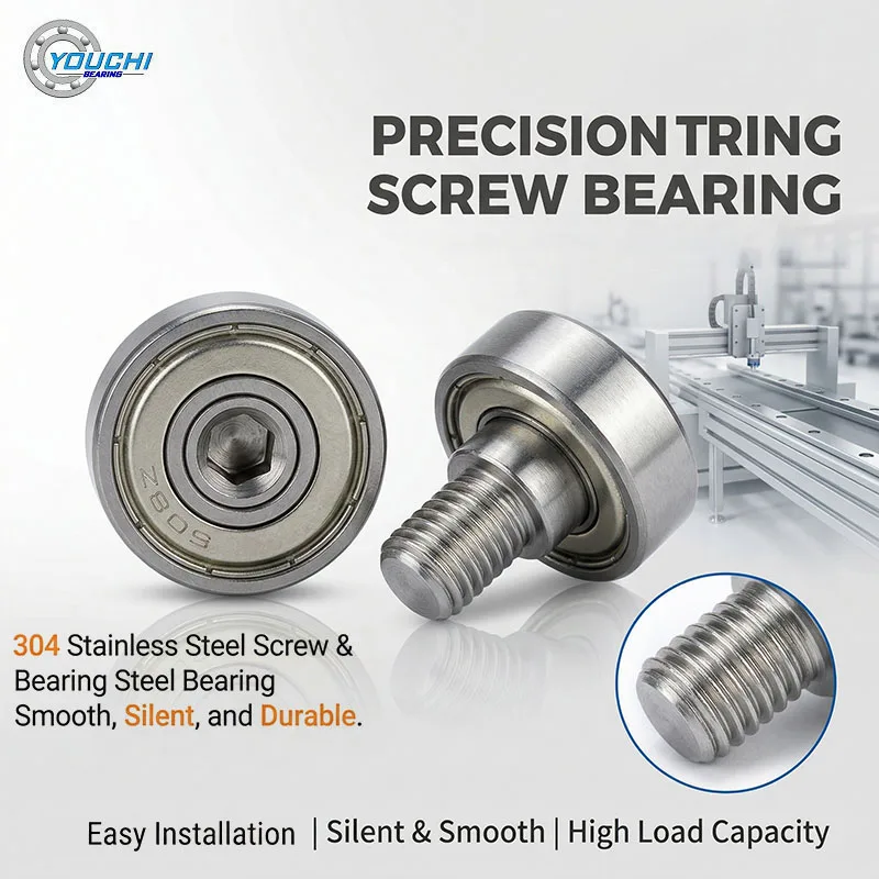 

5pcs 22mm External Thread Bearing 608ZZ With Screw M6 JS60822-7C1L8M6 SUS304 Stainless Steel Shaft Thread Bearings 22mm 608RS