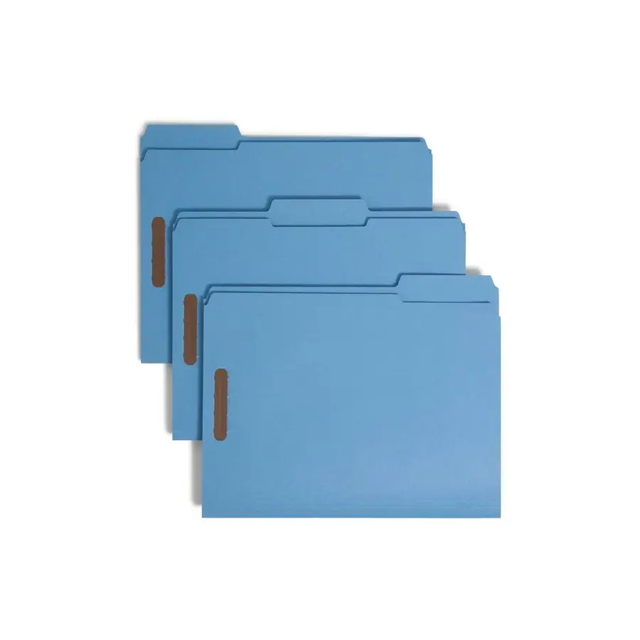 

Fastener File Folders, Reinforced 1 3Cut Tabs, 2 Fasteners, Letter Size, Blue, 50 per Box 12040