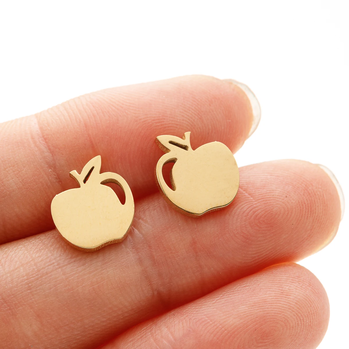 1Pair Stainless Steel Simple Apple Stud Earring Stainless Steel Women Classic Pendientes Korean Jewelry Best Friend Gift