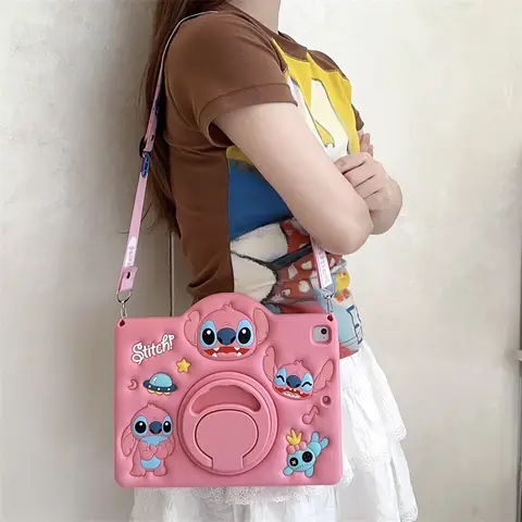 For IPad Air 2 3 4 5 10.9 Mini 6 7 A16 Pro 11 9 8 7th Generation 10.2 10.5 Kawaii Cartoon Stitch Silicone Tablet Protective Case