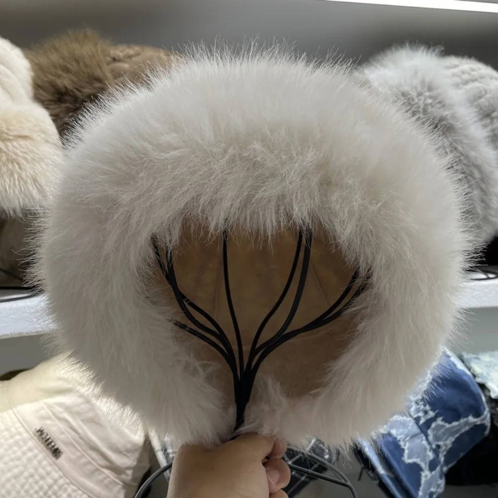 Versatile Faux Fur Mongolian Hat Polyester Fluffy Fisherman Hat Warm Knitted Bucket Hat Daily Wear