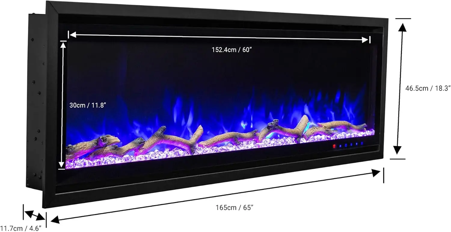 Kennedy Ii Commercial Grade Smart Electric Fireplace, 60In