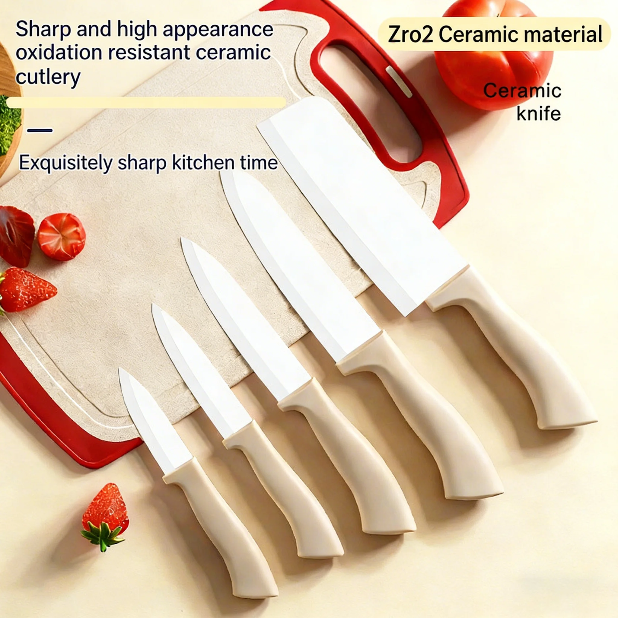 Japanese-style ceramic fruit knife, professional kitchen knife set for vegetable and meat cooking, meal prep knife accessories