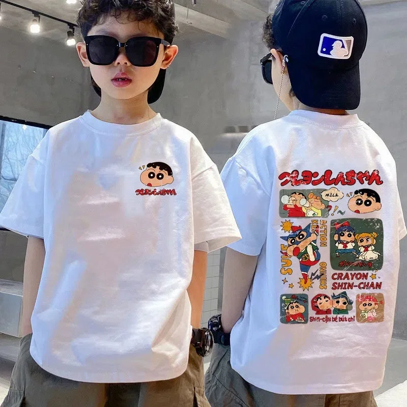 2024 Summer Kids Clothes Streetwear Print Cartoon T Shirt Short Sleeve Tops Tees Korean Boys Girls Clothes 100%Cotton T Shirts