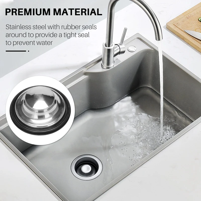 ABKO-3 3/8 Inch Kitchen Sink Stopper Stainless Steel Garbage Disposal Plug Kitchen Sink Plug Fits Standard Kitchen Drain Size