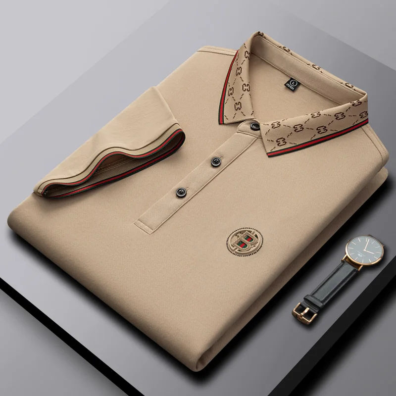 Hochwertiges Marken-Poloshirt mit kurzen Ärmeln, modisches Buchstabenprägungsdesign, Revers-T-Shirt, Sommer-Baumwoll-T-Shirt, atmungsaktiv, lässige Herrenbekleidung – Detail 16
