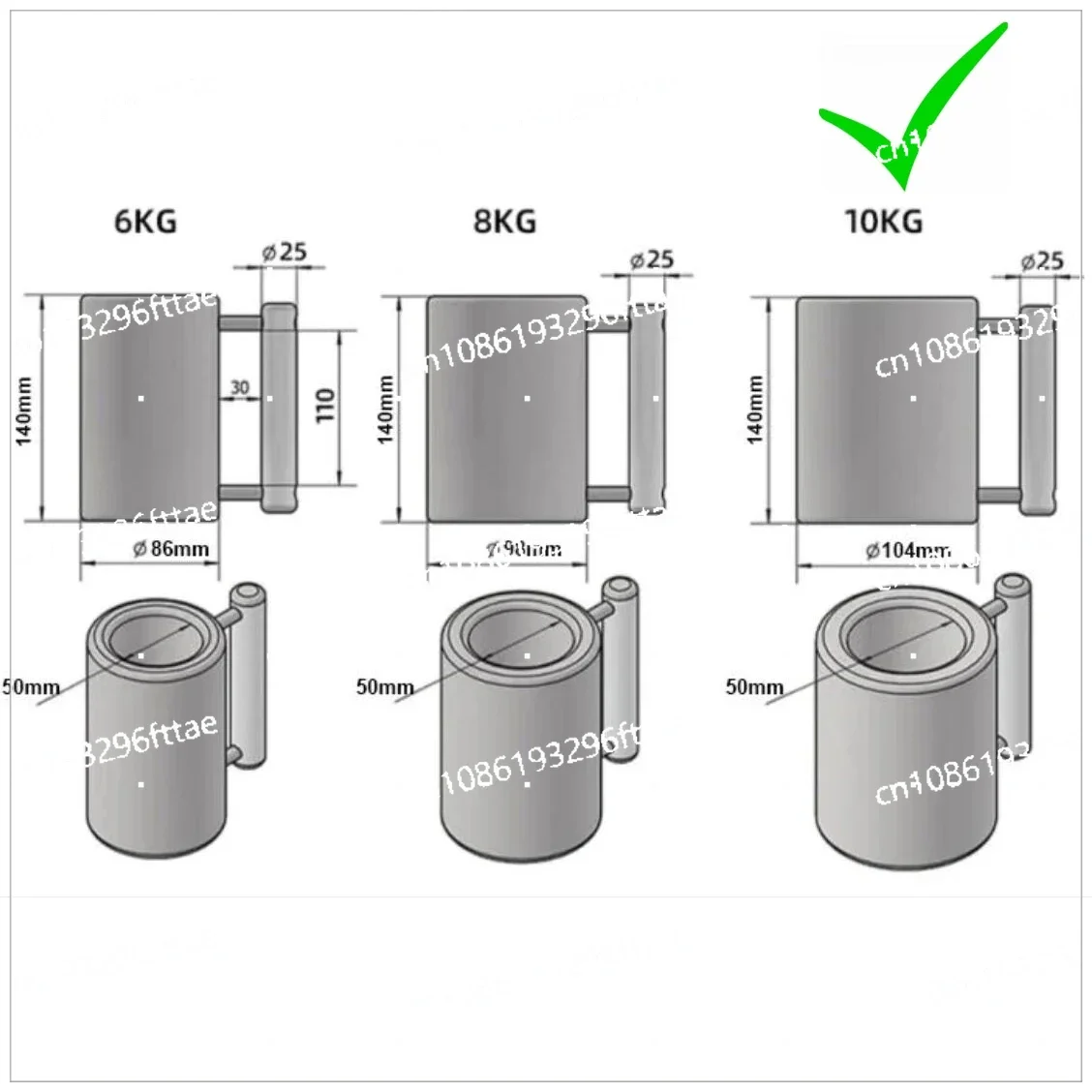 400ml Capacity 10kg Heavy Mug 22lbs Dumbbell AISI304 Material 13.5oz.