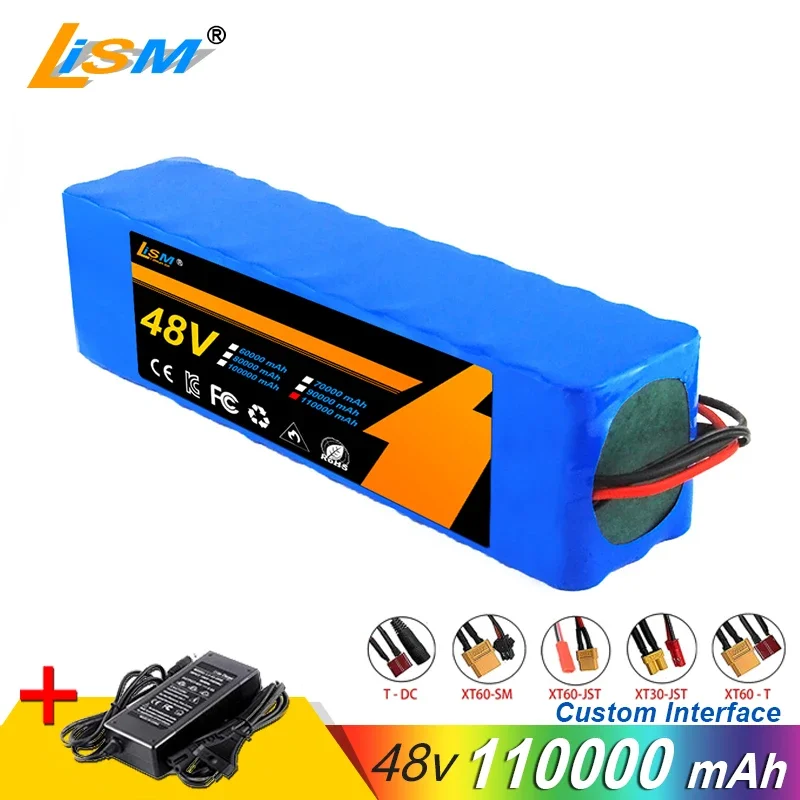 

New 48V 110Ah 20000W 13S3P lithium-ion battery pack, suitable for bicycles and scooters with BMS+free 54.6V charger