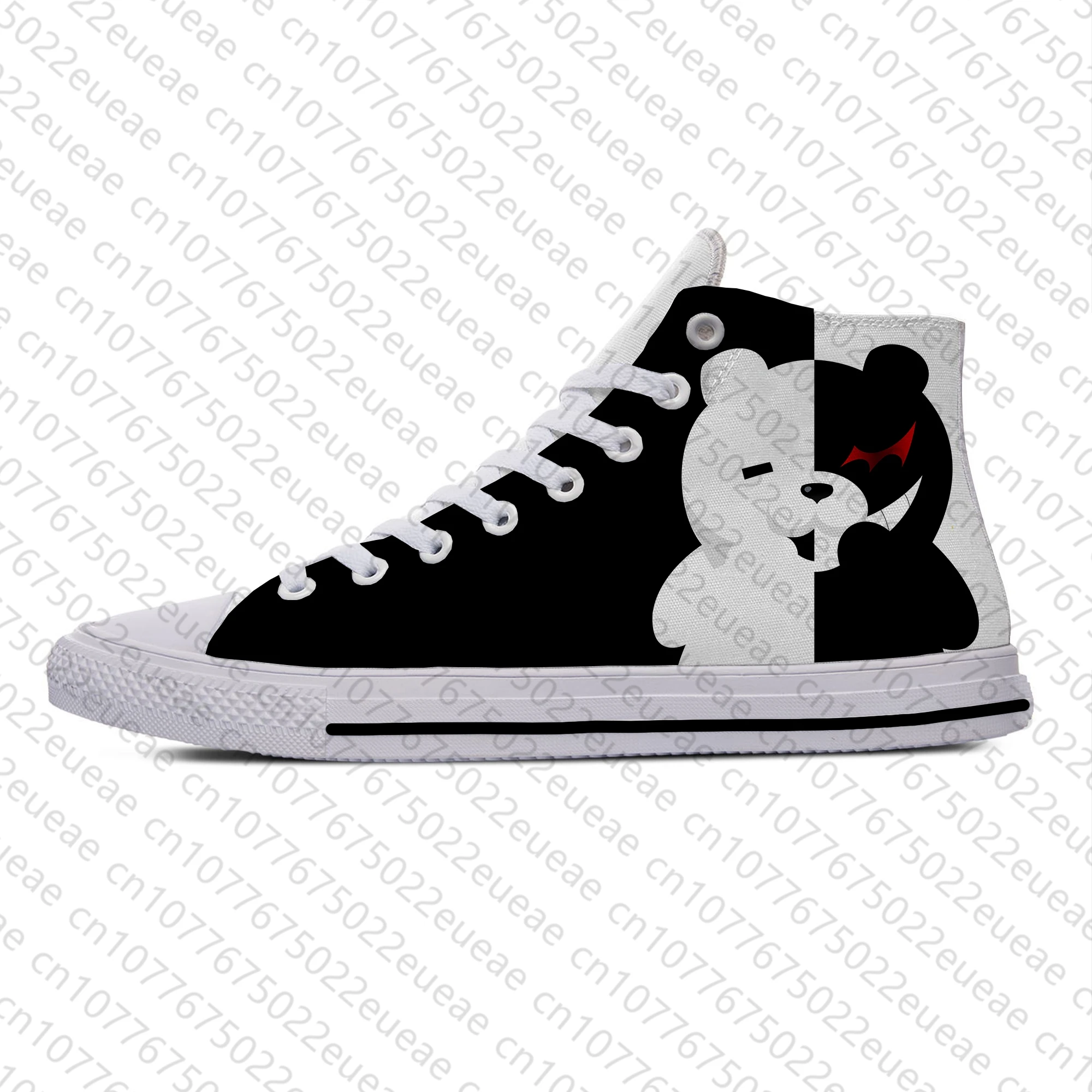 Hot Anime Manga Cartoon Game DanganRonpa Monokuma Casual Cloth Shoes High Top Lightweight Breathable 3D Print Men Women Sneakers