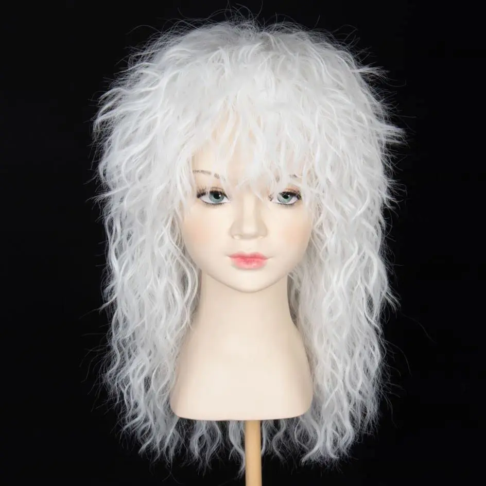 

Missuhair Wild Long Curly White Fluffy Wig Halloween Cosplay Party Child Wig