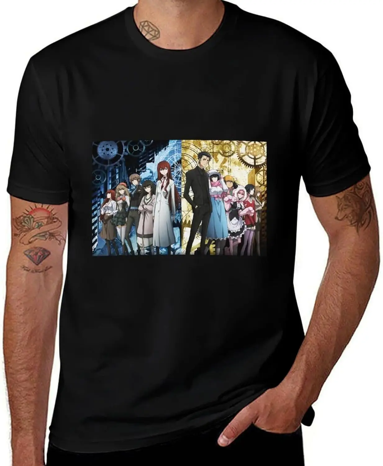 Anime Steins Gate T Shirt Mens Summer Print Crew Neck Tee Classic Short Sleeve Tops