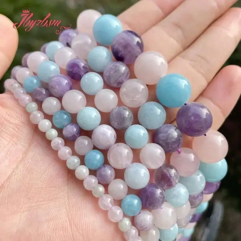 

Natural Lavender Multicolor Quartz Stone Beads For Jewelry Making Necklace Bracelet Strand 15" DIY Loose Beads 6mm 8mm 10mm