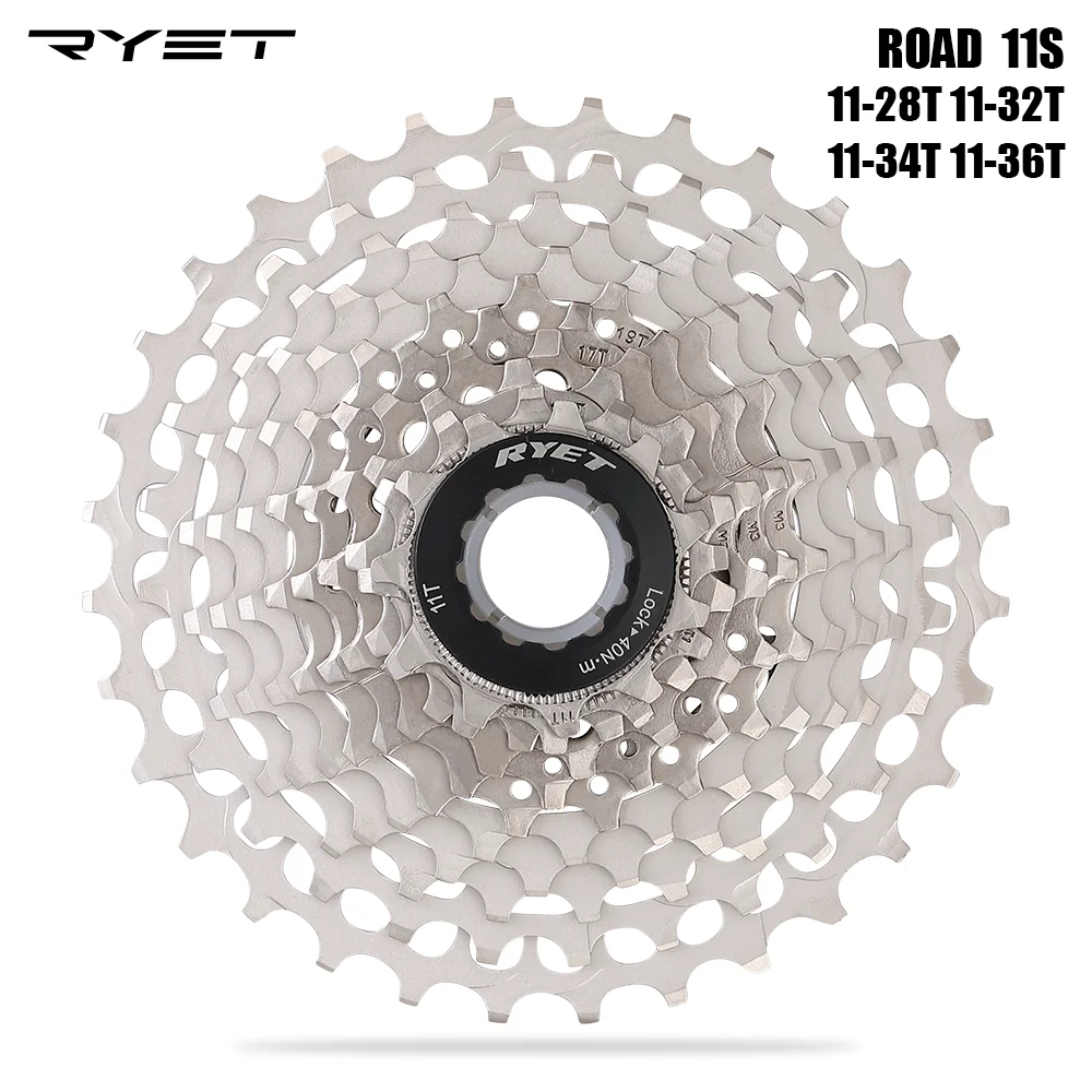 New RYET Gravel Bike 11 Speed 11-36T UltraLight Cassette Road 28T Bicycle Sprocket Colorful 11Speed 34T Rainbow K7 11V 32T