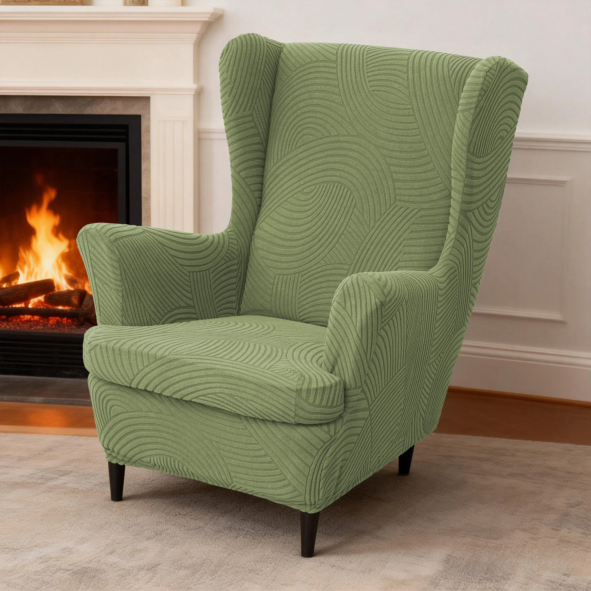

Fleece wing-back single sofa cover, easy to disassemble and wash, machine washable