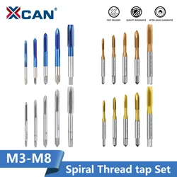 XCAN Metric tap Set 5pcs M3 M4 M5 M6 M8 HSS Screw Tap Drill Bit Straight Flute Machine Thread Tap Drill Hand Tools