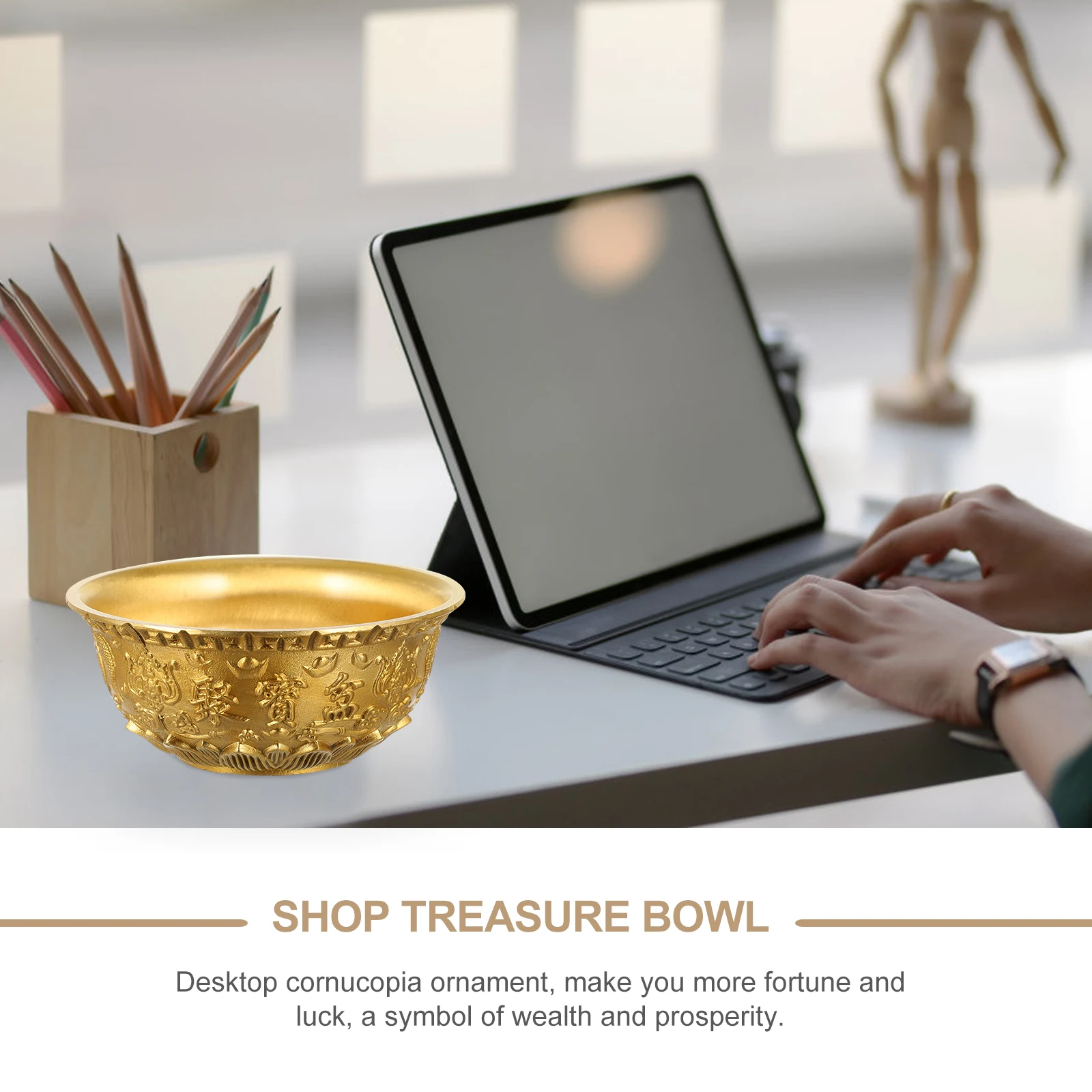 

Brass Treasure Bowl nament Desktop Cornucopia Wealth Decor Home Office Shop Restaurant Temple Ancestral Hall Lucky Gift
