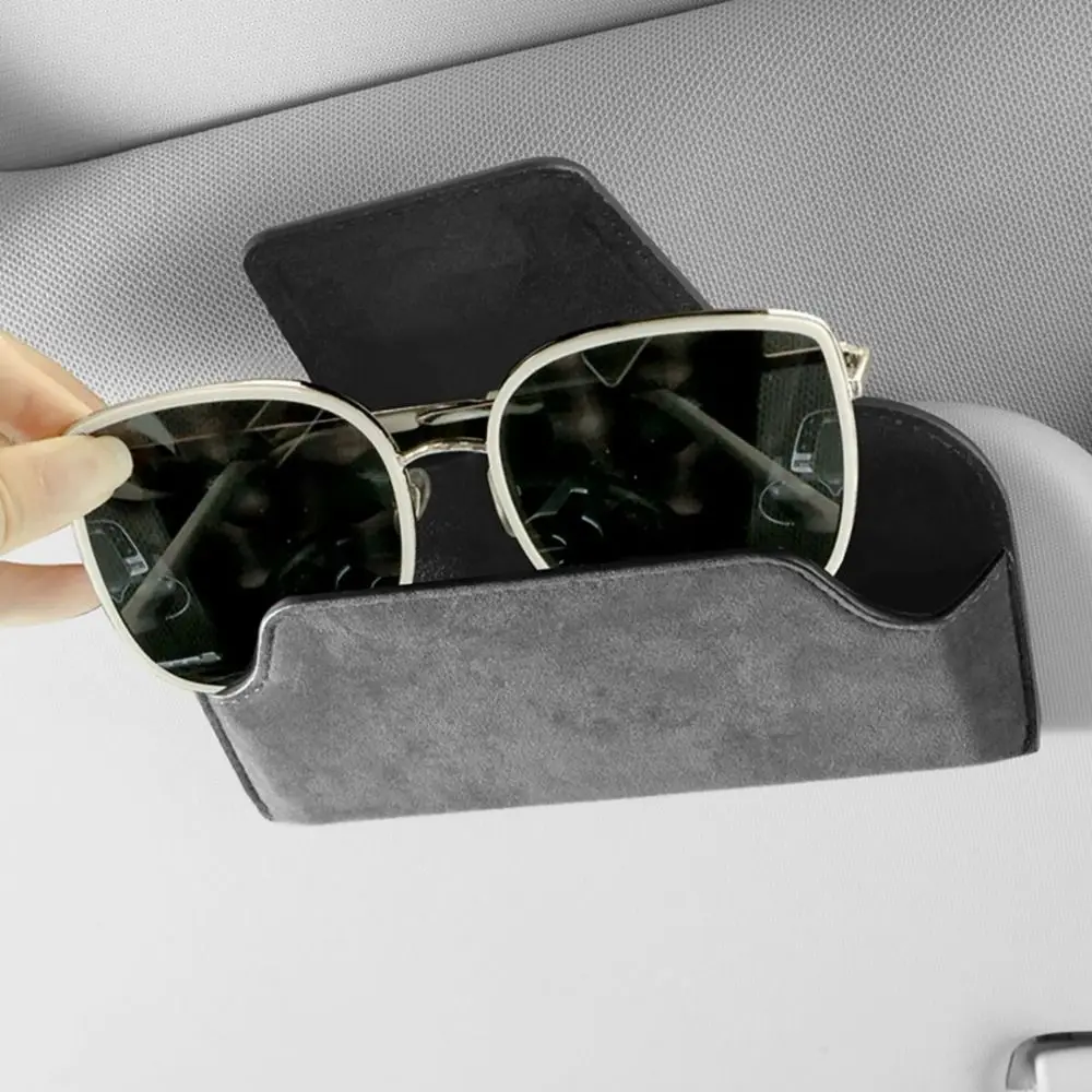 Car Storage Tools Sun Visor Glasses Holder Multi-functional Wear-Resistant Car Storage Box Cowhide Sunshade Plate Organizer