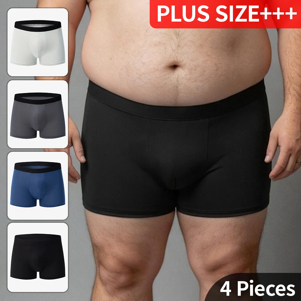 4-piece Men's Four Season Oversized Size 1xl-7XL Casual Underwear Comfortable Chubby Boxer Shorts Sports And Fitness Base Shorts