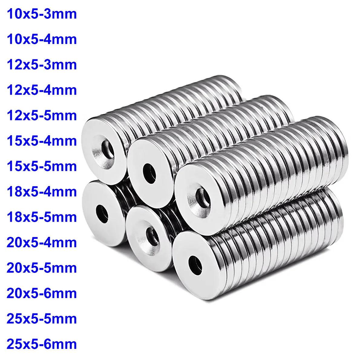 10/12/15/18/20/25/30x5 Countersunk Round Strong Magnet N35 NdFeB Neodymium Magnet Rare Earth Permanent Fridge Magnets with Hole