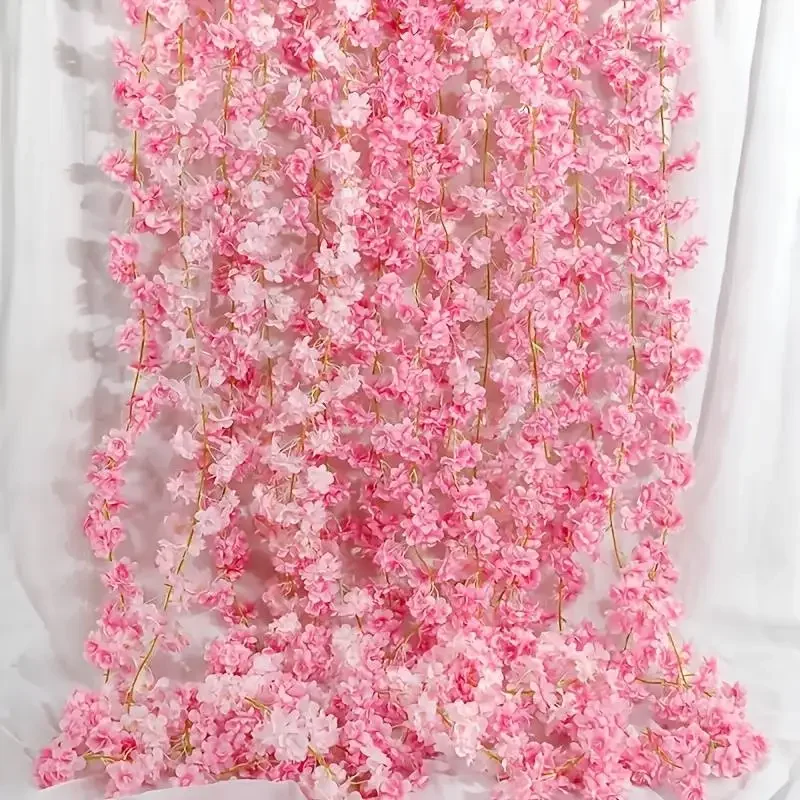 1-10PCS 180m Artificial Cherry Blossom Garland Fake Flower Vine Wall Decoration Wedding Party Backdrop DIY Home Garden Decor