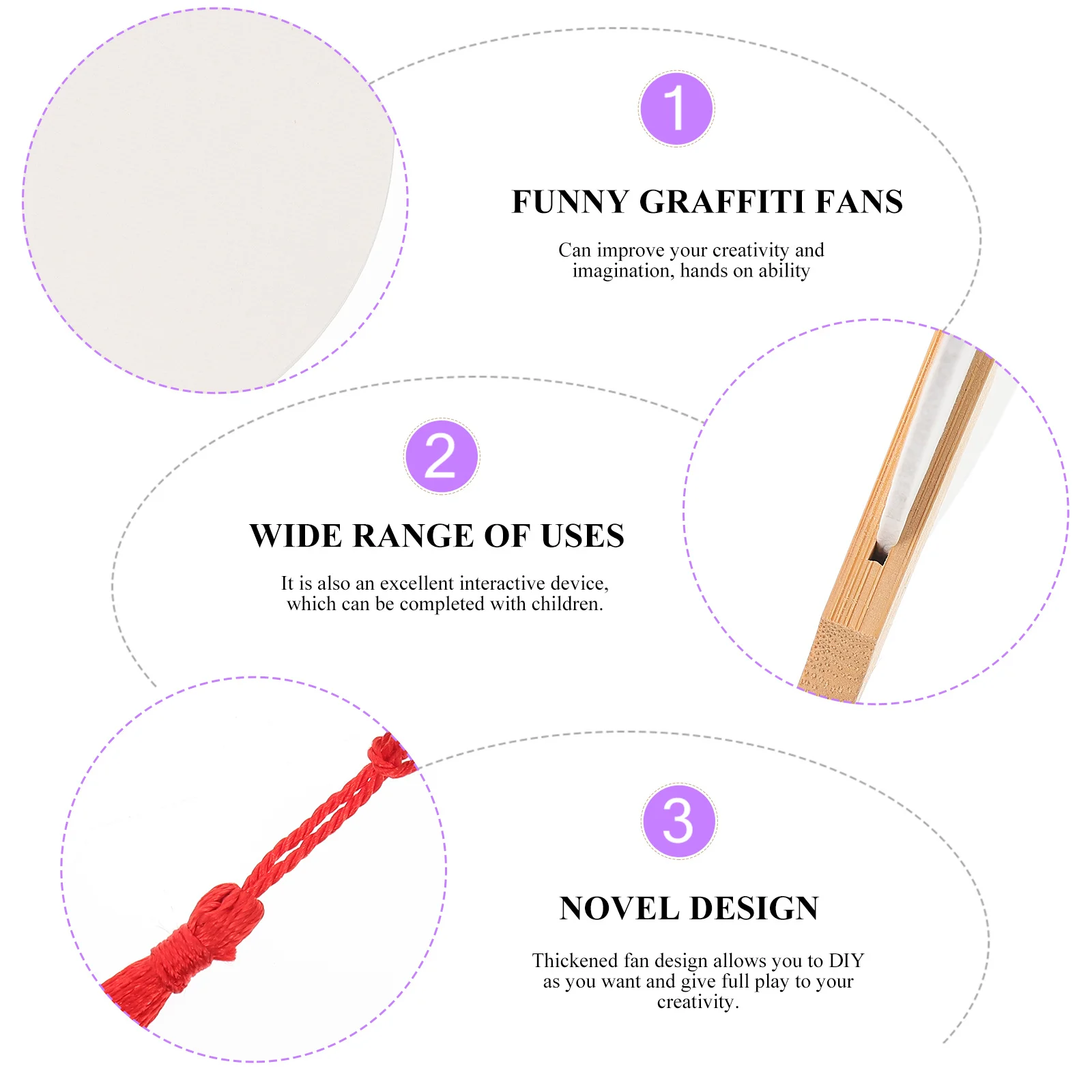 Éventail de peinture fait à la main, bricolage, artisanat en bois vierge pour enfants, dessin Graffiti, projet d'art, accessoire d'activité créative et amusante, 2 pièces