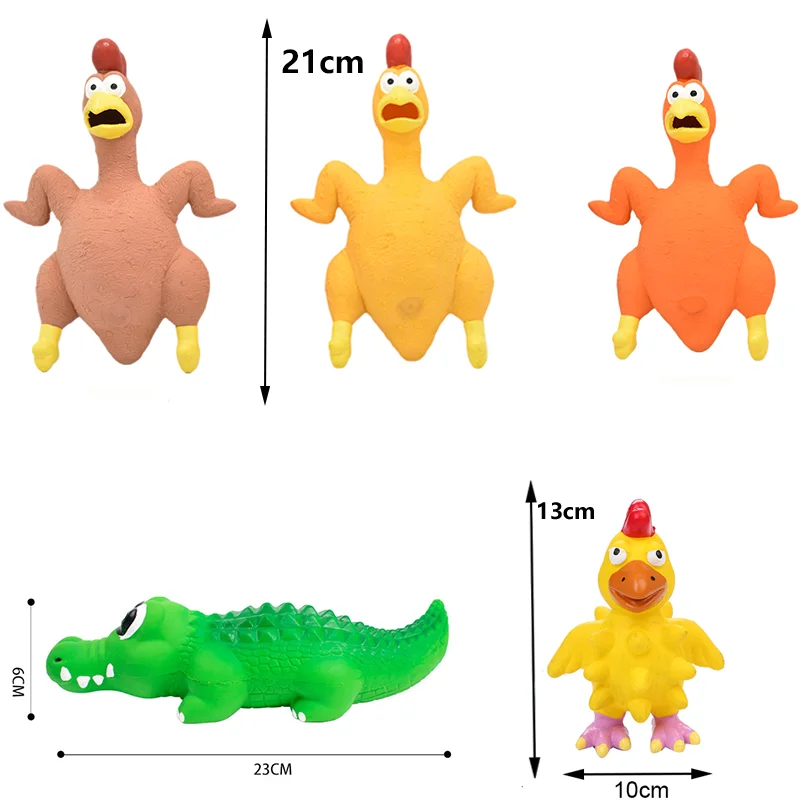 Juguetes de goma chirriantes para perros, juguetes de látex para masticar, pollo, Animal resistente a las mordeduras, cachorro, sonido, suministros