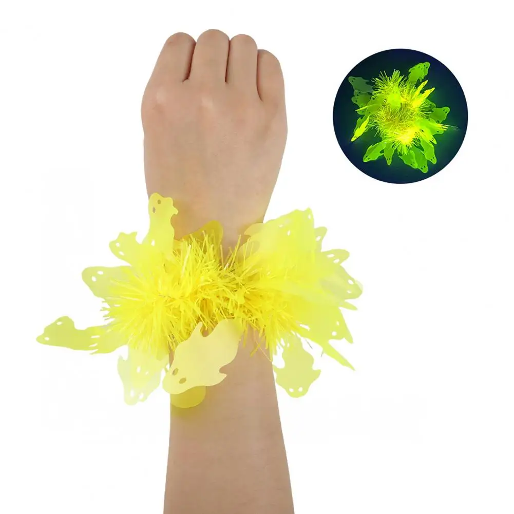 Fluorescent Ghost Pumpkin Skull Bat Wristband Halloween Wrist Corsage for Party Halloween Wrist Cuff Bracelet with for Kids