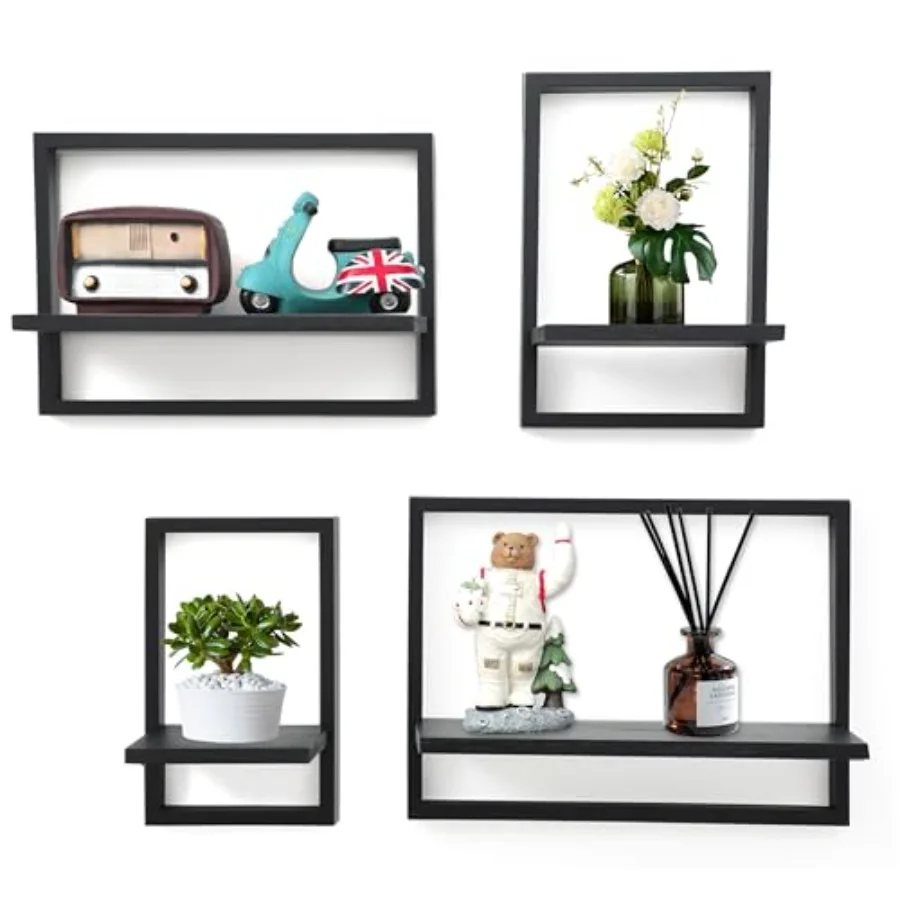 

Квадратные плавающие полки с рамкой, настенные декоративные полки для современного интерьера, для подвешивания растений, художественных работ, хранения, для гостиной, спальни, ванной комнаты
