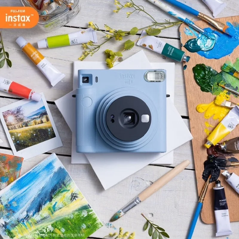أزرق/أبيض/برتقالي أصلي 4 بوصة Fujifilm Instax Square SQ1 كاميرا فورية جليدية اختيارية كاميرا فيلم Fuji Instax ﻿