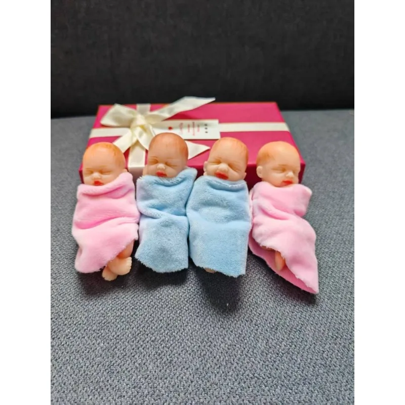 3 Inch 4pcs/set Cute Full Body Silicone Baby Dolls  Lifelike Soft Silicone Toddler Mini Doll Birthday Gifts