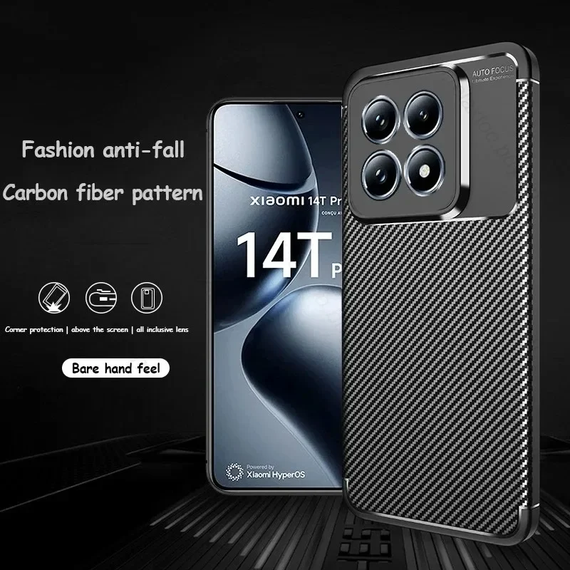 For Xiaomi 14T Case Carbon Fiber Soft TPU Silicone Matte Shockproof Bumper Back Cover For Xiaomi 14T Pro 13 14 Pro Mi 14 T 13Pro