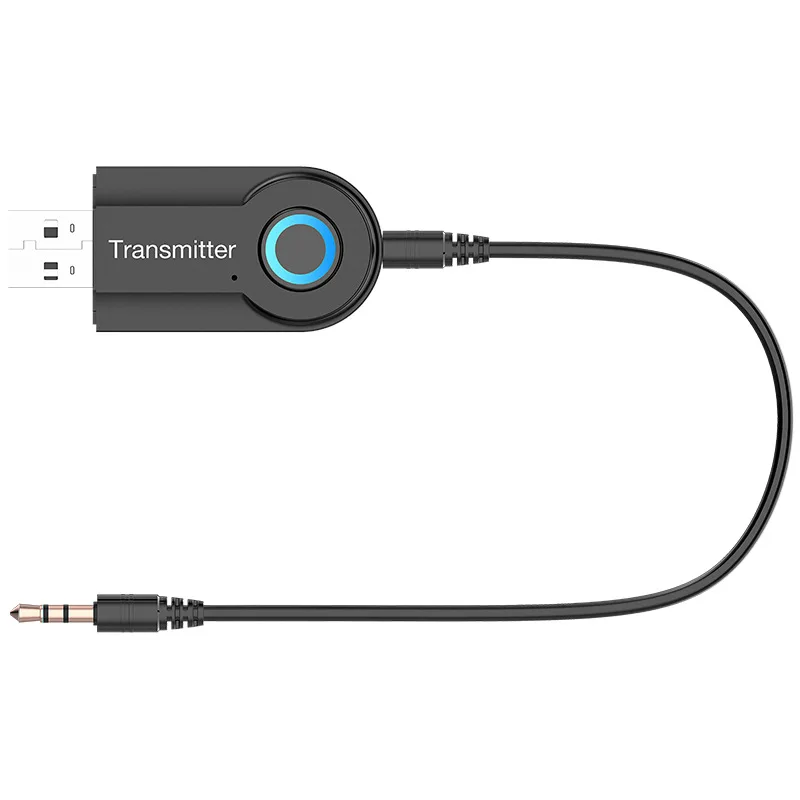 

T09S Bluetooth 5.0 Transmitter 3.5MM Jack Audio Adapter Wireless Bluetooth Stereo Audio Transmitter Adapter for PC TV Headphones