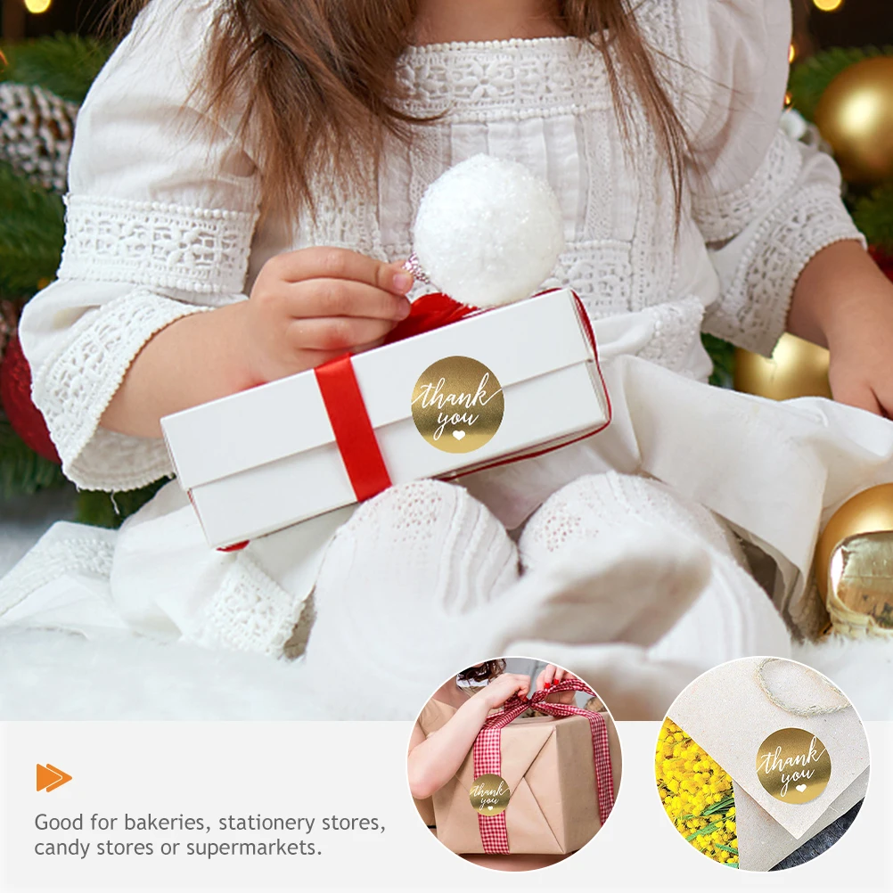 Golden Thank You Stickers for Birthday Party Wedding Gift Packaging Sealing Labels Roll Sticker