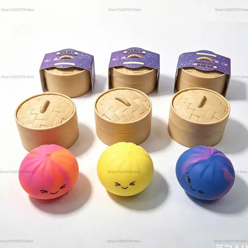 2026New Rainbow Color Dumpling Squishy Toy with Bamboo Slow Rising Stress Relief Fidget Ball Soft Squeeze Toys for Adults & Kids view 5