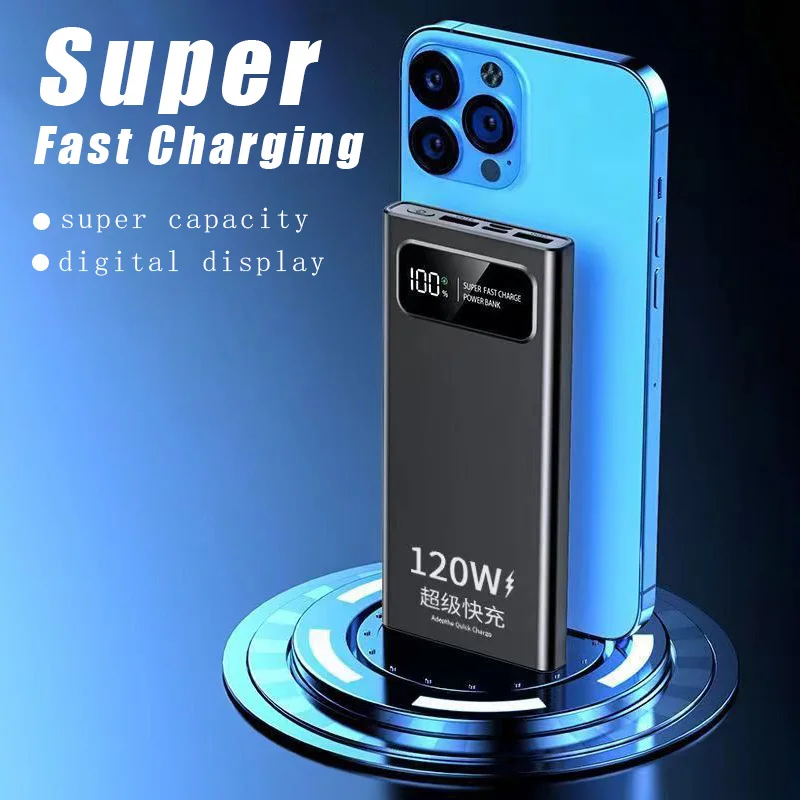 200000 mAh 120W Power Bank Super szybkie ładowanie baterii Cyfrowy wyświetlacz o dużej pojemności Power Bank dla Iphone Samsung Huawei Xiaomi