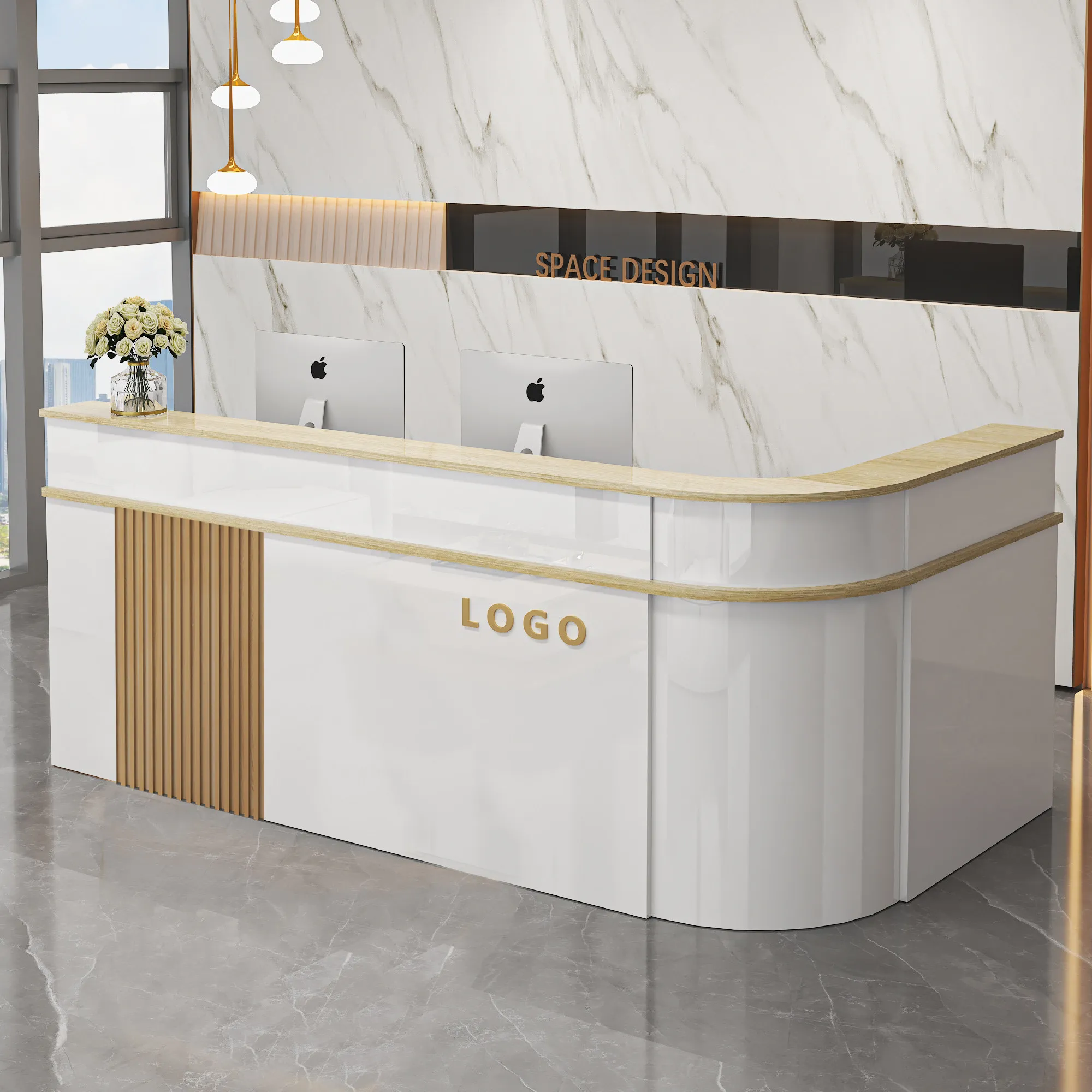 

Luxury Modern Reception Desk Beauty Institute Clinical Reception Desk Hairdressing Service Comptoir Caisse Corner Furniture