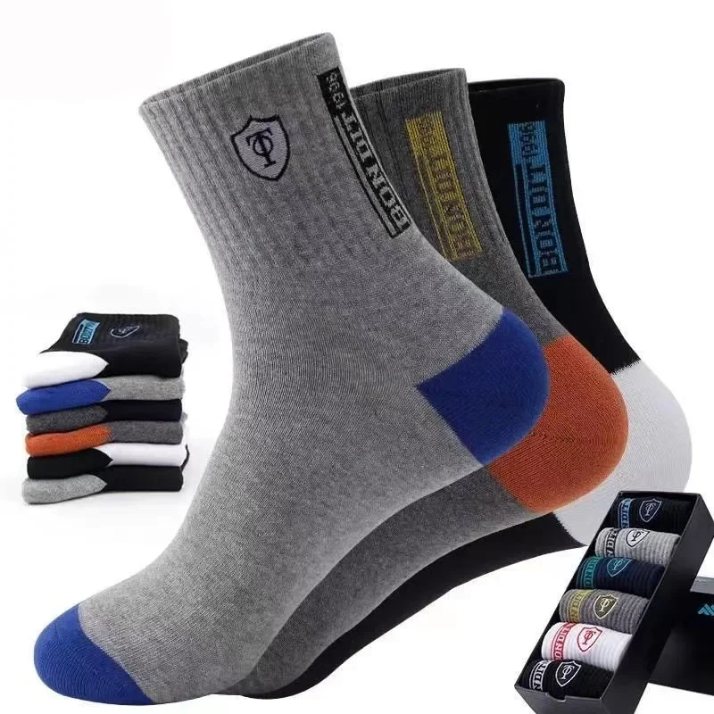 5 Pairs Mens Sports Socks Apring And Fall Summer Leisure Sweat Absorbent Comfortable Thin Breathable Basketball