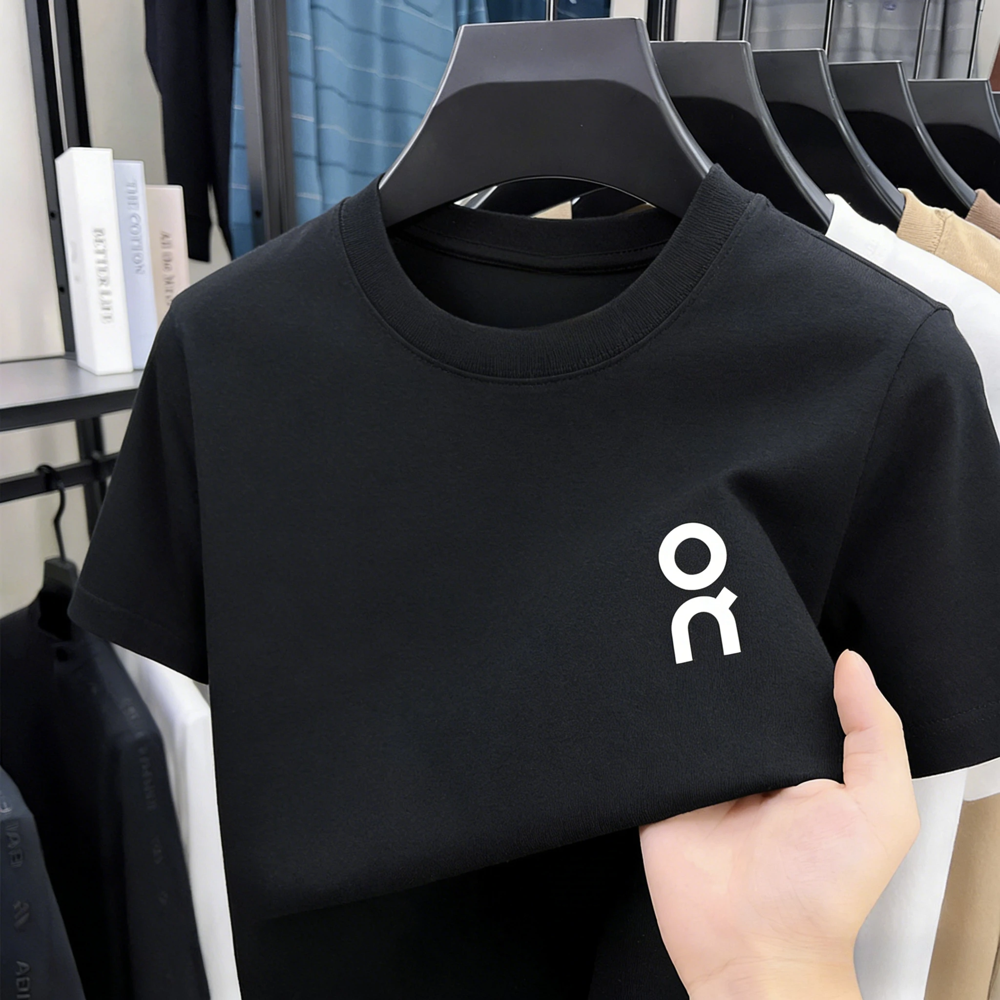 

Cotton Round Collar T-shirt Men, Young and Middle-aged Spring and Autumn Pull-head Short-sleeved Base Shirt