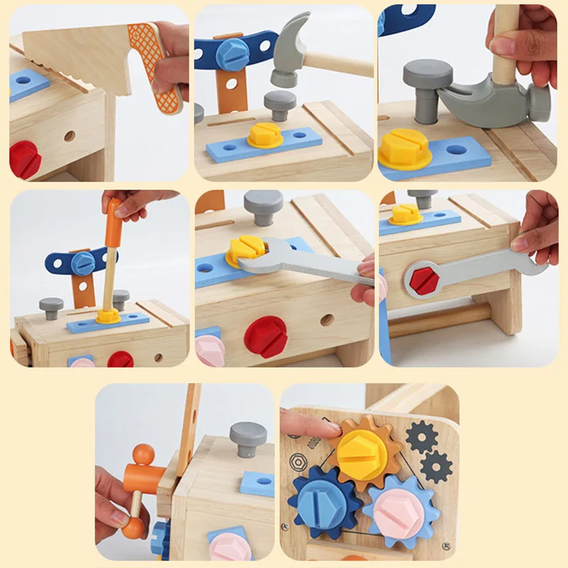 Planche occupée pour enfants, boîte à outils de réparation en bois, jeu de Simulation Montessori, outils à vis, panier, jouets éducatifs pour enfants