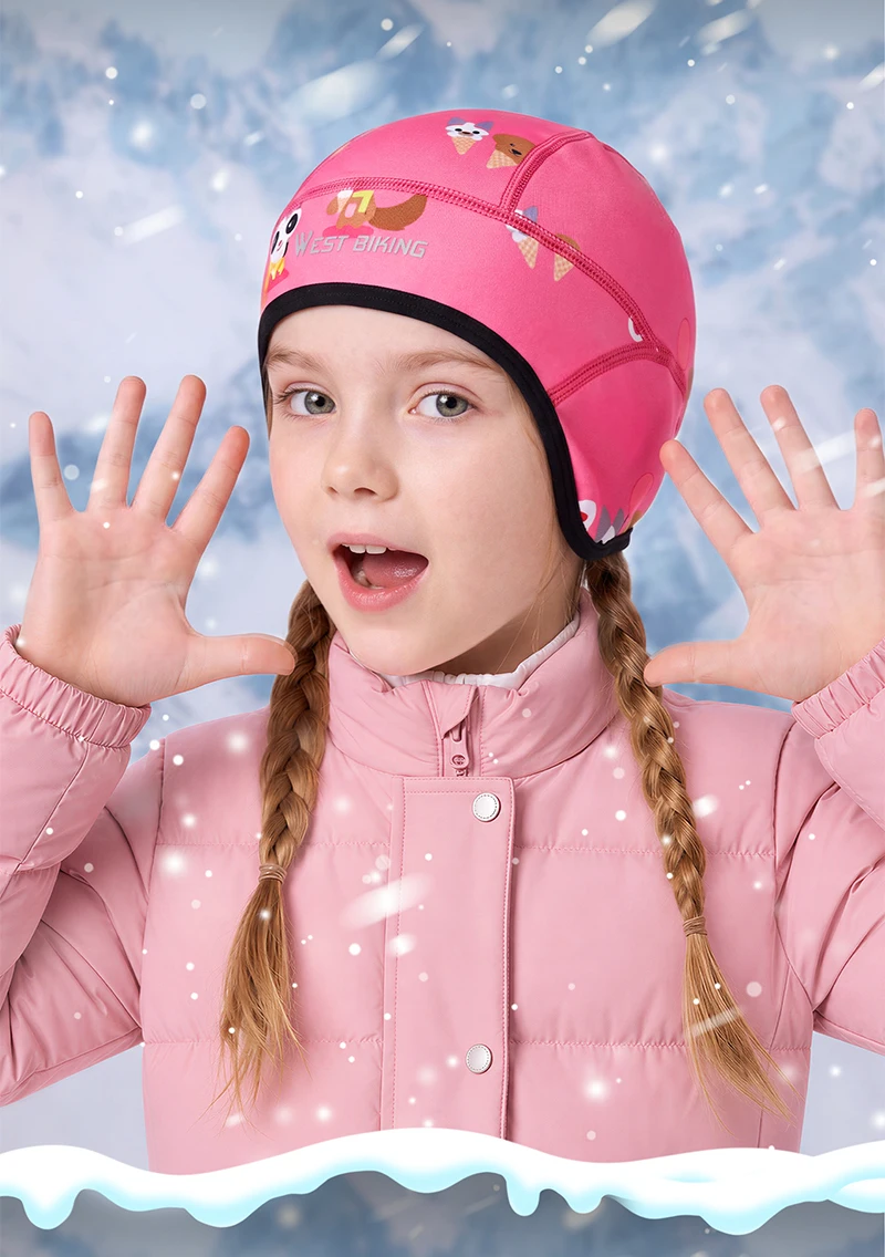 WEST BIKING Fahrradkappe für Jungen und Mädchen, Winter-Thermo-Fleece Fahrrad-Schädelmütze, winddicht, atmungsaktiv, für Outdoor-Sport, Helmfutter-Beanie – Detail 14