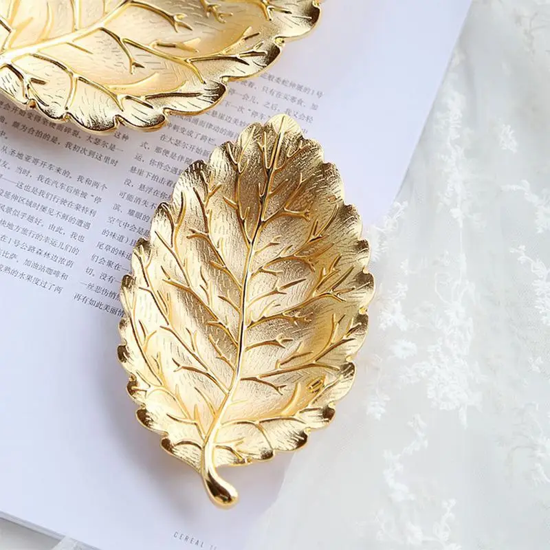 Small Golden Leaf Tray Decorative Gold Trinket Dish Gold Leaf Jewelry Bowl Dish Vanity Tray Wedding birthdayGift Home Decoration