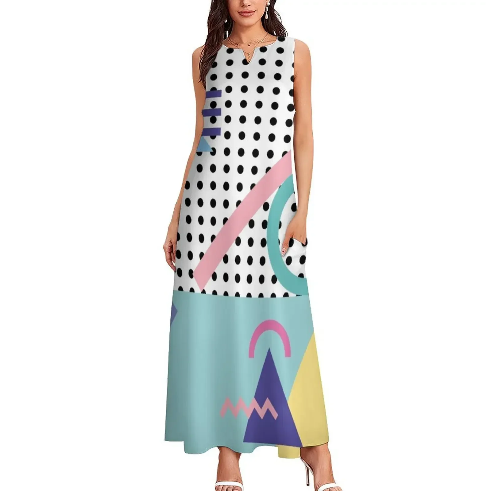 Memphis Pattern 5 - Retro 80s / 90s Long Dress Woman dresses dresses for womens luxury woman party dress Dress