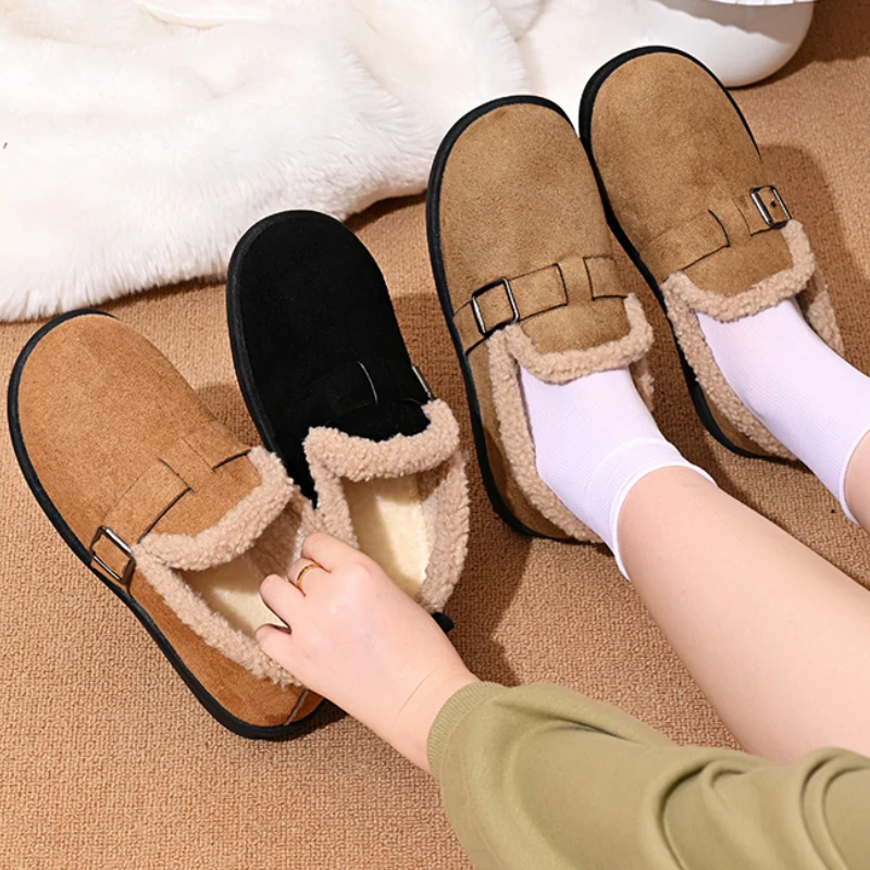 New Winter Women Outdoor Slip on Walking Plush Fashion Retro Shoes Cotton Comfortable Women Flat Platform Boots Shoes for Women