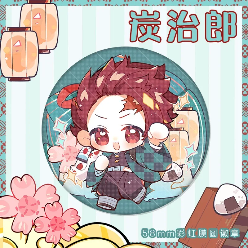 شيطان القاتل كامادو تانجيرو كامادو Nezuko Kanroji Mitsuri الإبداعية صفيح شارة أنيمي الكرتون الملابس حقيبة شارة هدية عيد ميلاد #5