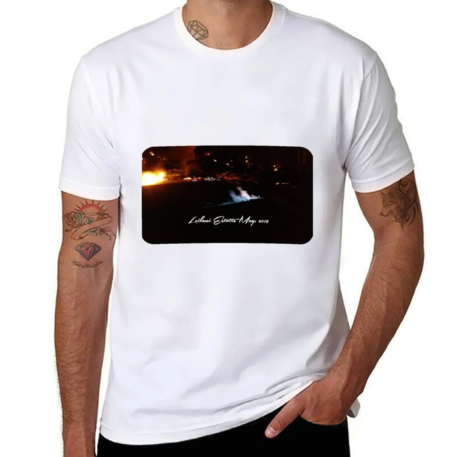 AHT - تي شيرت The Blue Flame تي شيرت للرجال تي شيرت كلاسيكي برسوم جرافيك للرجال