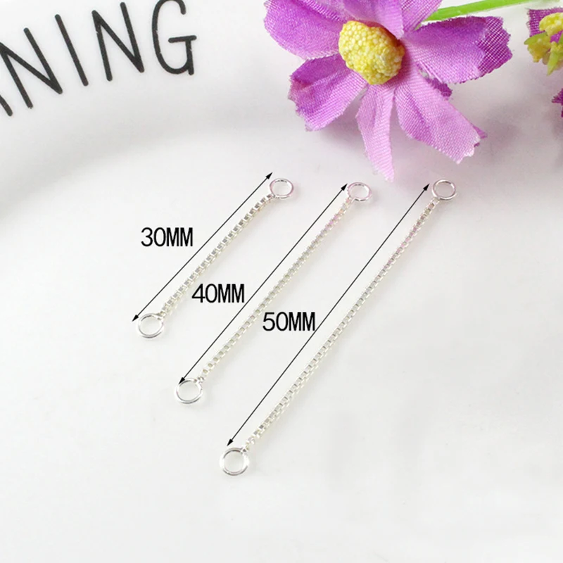 5pcs Dell\'argento Sterlina 925 Ciondola L\'orecchino Catena Linea di 2/3/4cm Catena di Estensione del Connettore Per orecchini FAI DA TE Che Fanno