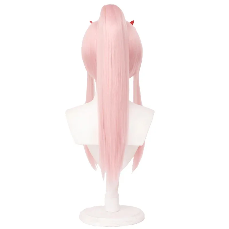 DARLING in the FRANXX Code 02 Peluca de Cosplay cola de caballo Zero Two traje de baño largo recto rosa peinado de natación pelucas de pelo sintético