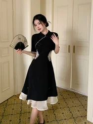 2024 Chinesisch verbessert Hanfu Cheong sam Kleid Frauen eine Linie Qipao neuen Modestil Kurzarm lässig täglich Dame Cheong sam Kleid