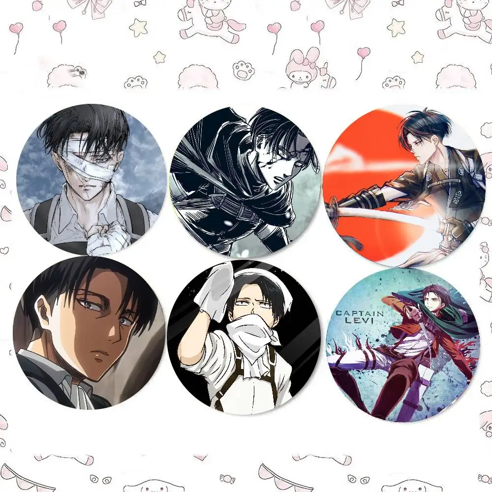 Levi Ackerman Attack On Titan Badge Tinplate Meme Round Brooch For Hat Bag Creative Lapel Jewelry Accessories Gifts